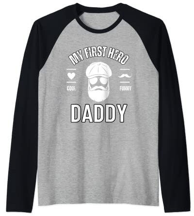 My First Hero Daddy Cool Dad With Newsboy Cap Vatertag Raglan