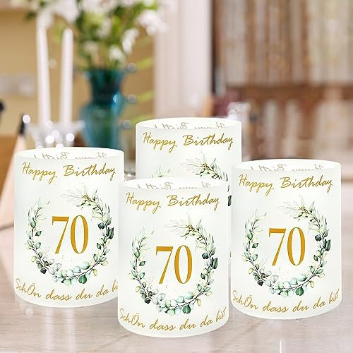 12 Windlicht Tischdeko 70 Geburtstag, Deko 70 Geburtstag Mann Frau, 70 Jahre Happy Birthday Tischdeko, Schön DASS Du Da Bist (70 Jahre)