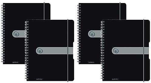 Herlitz 11293073 Spiralblock A4 to go, Holzfreies Papier, 80 Blatt, schwarz, 2 Stück (Packung mit 2)