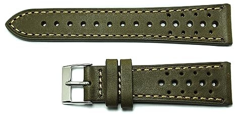 AIMVALUE Uhrenarmband echt Leder Rallye Racing Vintage Grün Blau Dunkelbraun Braun Herren 18mm 19mm 20mm 21mm 22mm perforiert, 22mm