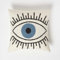 Homescapes Baumwoll-Dekokissen weiß 45x45 cm, Zierkissen „Eye See You“, Kissen mit Auge getuftet