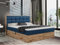 MKS MEBLE Boxspringbett 180x200 mit Bettkasten Eiche, Polsterbett 180x200 mit Matratze H3, Bett 180x200 mit Kopfteil, Bett mit Holzrahmen in Wotan Eiche - 180x200 - Blau Velvet - Albero-1