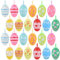 24 Stück Ostereier zum Aufhängen,Ostereier Plastik,Ostereier Dekorationsset,Plastik Eier Ostern,Ostereier Kunststoff,Ostereier aus Kunststoff zum Aufhängen,Osterstrauchdeko (24-C)