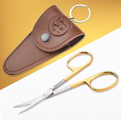 BIZZTREX® Premium & Professional Gold-Plated Multipurpose Nail Scissors, Cuticle Remover/Cutter with Tungsten Carbide Tip/Blades & Micro Serrated Edge for Firm Cutting Grip & Everlasting Sharpness