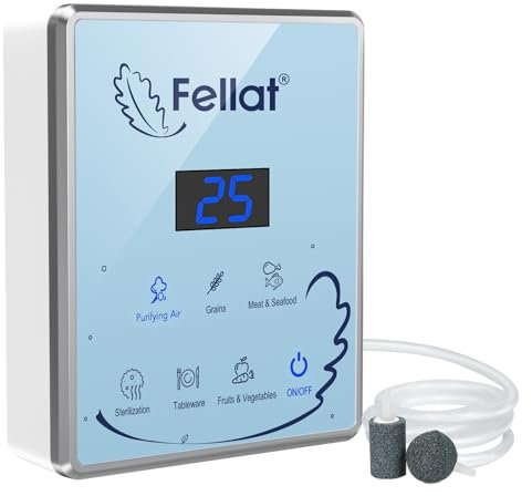 Generador de Ozono, Ozono Hogar Purificador de Aire para 5-30 ㎡ con Modo Agua y Aire, Maquina de Ozono Portátil con 6 Modos para Limpiar Frutas, Verduras y Carnes, Eliminar Olores