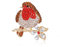 Broche rouge-gorge rouge en strass pour femme, Cristal
