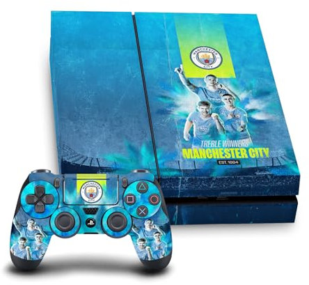 Head Case Designs Offizielle Manchester City Man City FC Erling Haaland 2023/24 Bausatz Vinyl Haut Gaming Aufkleber Abziehbild kompatibel mit Sony Playstation 4 PS4 Console and DualShock 4 Controller