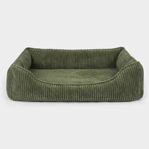 PAW WOW Anton Hundebett | Orthopädisches Hundebett | Hundekörbchen für kleine und mittelgroße Hunde (Olive, 85x65cm)
