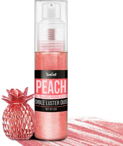 Essbarer Glitzer Spray für Getränke - 20g Lebensmittel Glitzerpulve für Likör, Cocktails, Dekorieren Torten - Geschmacklos Glitzer Pulver Glitzerstaub für Sekt, Wein, Champagner, Backen (Pfirsichrot)