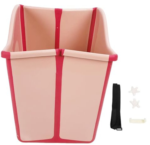 Garosa Tragbare Faltbare Badewanne, Kostenlose Installation, Badewanne, Whirlpool, Eisbad, Familienbadezimmer, Whirlpool für Kleinkinder, Kinder und Erwachsene (PINK)