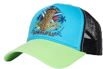 King Kerosin Herren Cap Trucker Cap Mesh Cap Honolulu Hawaii Tiki Stickerei Stitching Retro Vintage Tropical Snapback Surfer Kappe Honolulu