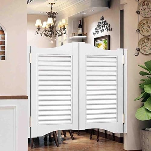 TsoLAY Half Waist doorways Folding Louvre Door Vintage Revolving Cafe Door, Solid Wood Partition Revolving Door, Auto Close Fence Half Waisted Door Sliding Door(Size:80x90cm(WxH))