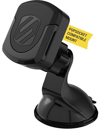 Scosche MMPWSM MagicMount Pop Magnetic Suction Cup Mount for Car Dashboard and Windshield, Universal Cell Phone Holder for Collapsible Phone Grip, 360° Magnet Head for iPhone & Android Smartphones