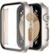 Misxi 2-Stück Hartes PC Hülle mit Displayschutz aus Gehärtetem Glas für Apple Watch Series SE 2 (2024) / SE Series 6 Series 5 Series 4 44mm, Anti-Drop Kratzfestes Cover für iWatch, 2 Sternenlicht