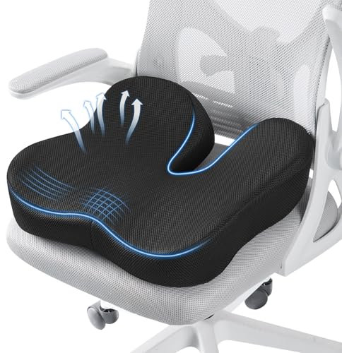 Qutool X Großes Sitzkissen für Bürostuhl Ergonomisches Sitzkissen Stuhl für Langes Sitzen Komfort Großes Festes Memory-Schaum Stuhlkissen für Büro, Sofa, Schreibtisch und Rollstuhl (Schwarz