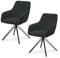 Juskys Drehstuhl Clyde mit Armlehne 2er Set - Esszimmerstuhl modern mit Stoff Bezug - Polsterstuhl Esszimmer - 120 kg belastbar - Stuhl Cord Dunkelgrau