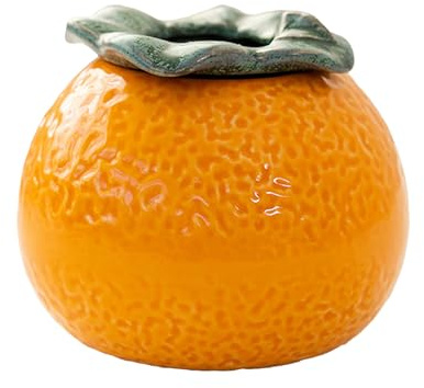 Marooma Obstvase in Orangenform, Keramik-Blumenvase, Niedliche Mandarinen-Obstvase, Kleine Orange Tischdekoration, Blumenvase mit Blatt für Hochzeitsfeier, Heimdekoration (M)