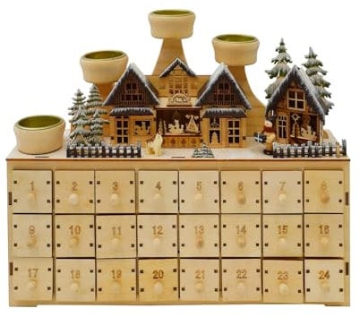 HTI living Adventsleuchter mit Adventskalender zum Befüllen für 4 Teelichter inklusive LED Beleuchtung