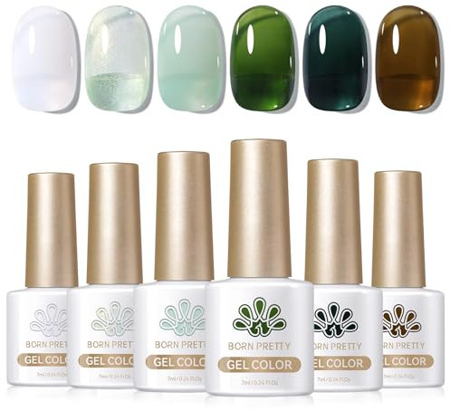 Born Pretty UV Nagellack Jelly Grün Milchig Weiß Gel Nagellack Frühling Sommer Transparent Durchsichtig UV LED Soak off Manicure Gel Lacquer Varnish