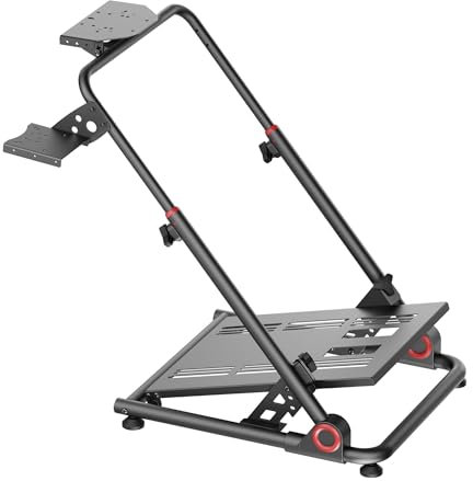 Wiltec Supporto per volante e pedaliera, 68 x 82 x 83 cm, postazione volante richiudibile per sim racing, fissaggi per volante, leva del cambio e pedali