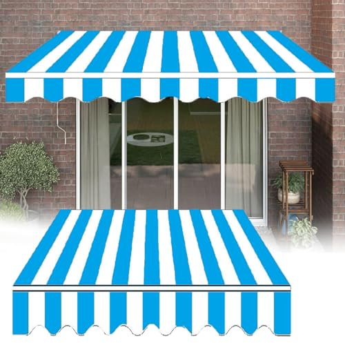 XUOUP Markisentuch Balkon Ersatz Markisenstoff Wasserdicht Markisen Ersatzstoffe für Außen aus Polyesterfaser UV Schutz und Wetterfest Geeignet für den Innenhof,2×2.5m(79×98in),Stripes