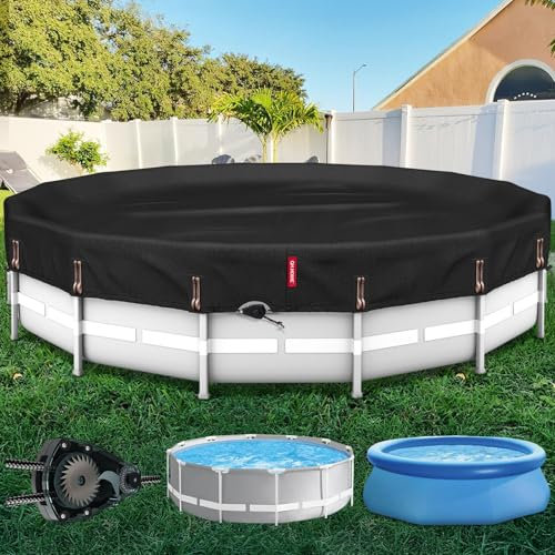 QH.HOME Bâche de piscine ronde d'hiver de 3 m avec 738N solide et résistante aux déchirures [tissu 600D extra dense] pour piscine hors sol, couverture solaire résistante à la décoloration, coupe-vent