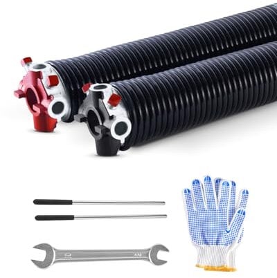 VEVOR Resortes de Torsión para Puertas de Garaje con Barras de Enrollado Antideslizantes y Guantes, Par de Φ6,35 x Φ50,8 x 787 mm, 16 000 Ciclos, Revestimiento Negro de Electroforesis para Reemplazo