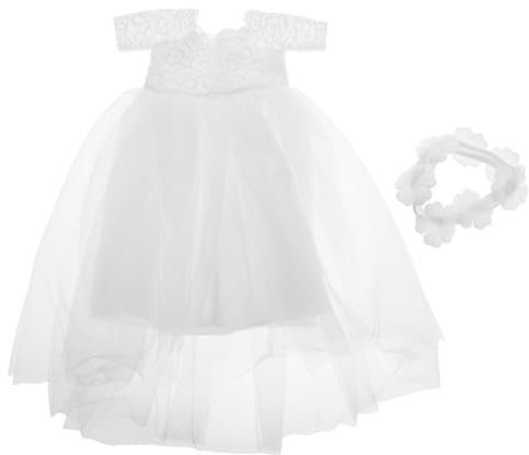 HANABASS Hochzeitskleid Puppen Outfits Puppen Hochzeitskleid Hochzeit Kleid Hochzeitskleidung für Puppen Puppenkleidung Amerikanische Puppen für Mädchen Polyester Weiß