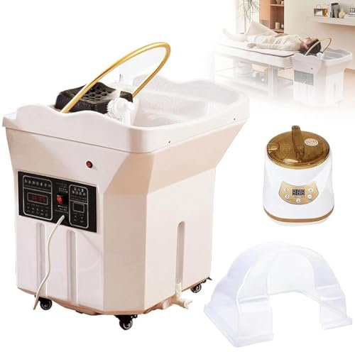 Spa Pour Tête Japonais,équipement Head Spa,Bassin Shampoing à Circulation Eau,Bac Shampoing Thermostatique Portable,Grand Réservoir Eau 60 L | Fumigation | Thérapie Par Lumière,White