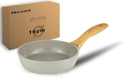 DIVORY Keramikpfanne 16cm – Pfanne mit Keramikbeschichtung Induktion, PFAS- & PFOA frei, kleine Bratpfanne Keramik, Mini-Pfanne, Eierpfanne beschichtet - frying ceramic pan (Tete, 16 cm)