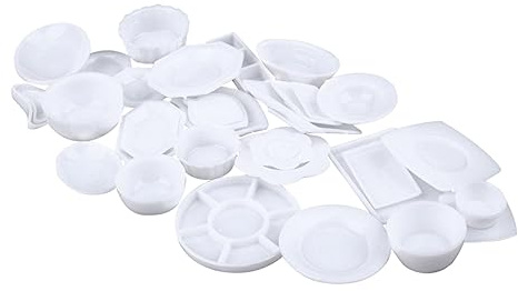 Milisten Mini White Doll Kitchen Tableware Set Mini Plates for Dolls and Toy Plates for Dollhouse Decor Tableware Miniatures for Pretend Play Party Display and Doll Kitchen Accessories