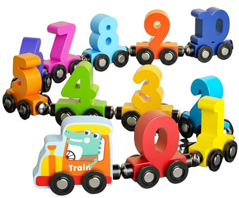 Holz Zug Set,Magnetisches Lernspielzeug Für Kleinkinder Mit Zahlen - Lernspiel Zahlen & Farben Kinder 1-3 Jahre Geburtstagsgeschenk Weihnachtsfüller Kinderfüller