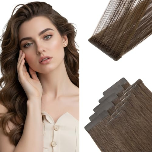 MY-LADY Invisible Tape Extensions Echthaar Dunkel Braun Balayage 30cm | 5pcs Injected & 5pcs Classical Tape In Hair Extenisons 20g 10 Stück 12Zoll Haarverlängerung Unsichtbare Instant Highlights