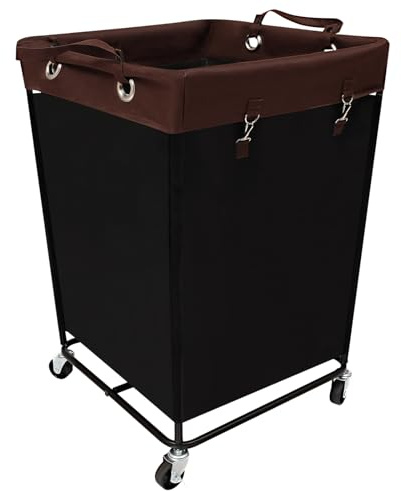 Laundry Basket with Wheels, 210L Large Laundry Hamper Basket, Rolling Washing Basket with Detachable Bag, 600D Oxford Cloth, Washing Hamper on Wheels for Hotel, Home, Laundry Room (Black)