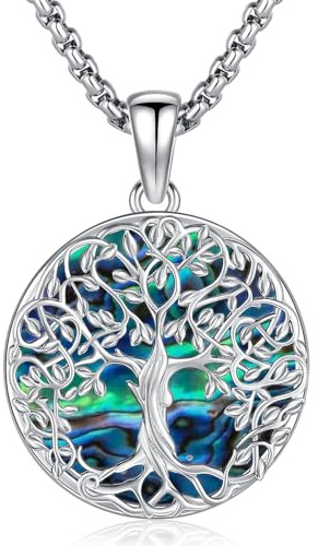 Friggem Lebensbaum Kette,925 Sterling Silber Baum des Lebens Anhänger Halskette Keltischer Knoten Baum des Lebens Schmuck Geschenke für Damen Mädchen