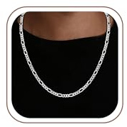 S925 Silber Over 4mm Breit Figaro Kette für Herren 46/51/56/61/66/76CM | Hypoallergen Halskette Herren Wasserfest Schmuck Geschenke für Männer