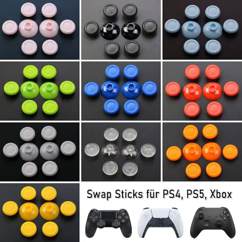 RetroRetter 8x Swap Sticks Set 6-10 mm - Farbe: Schwarz, Cap Style wie bei Xbox Sticks - kompatibel mit PlayStation (PS5 & PS4) und mit Xbox Controller Thumbstick Aim Assist Kit King Scuf