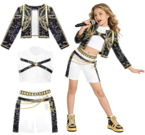RCYHCY Disfraz de Anime Cosplay, 3 Piezas Koreanpop Cosplay Costume, Cosplay Disfraz para niños, Cos-play Cantante Disfraces, Disfraz de de Corea para niños, para Halloween, carnaval, mascarada (130)