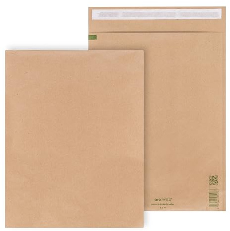 ÖKI Papierpolstertaschen 260 x 365 mm (Innenmaß) – Gepolsterte Versandtaschen aus Recyclingpapier, FSC-zertifiziert, plastikfrei, selbstklebend – für Bücher & Kataloge, braun, 100 Stück