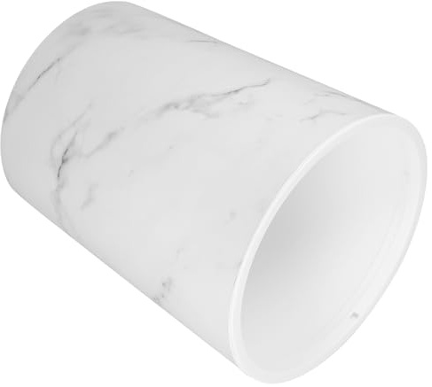 Ciieeo Poubelle Ronde en Plastique Blanc Motif Marbre Unique Grosse Capacité avec Anneau Presse pour Salle de Bain Cuisine Bureau Maison Élégante et Résistante