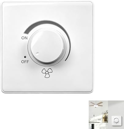 Interruptor Velocidad Ventilador Techo 220V 10A, Regulador Ventilador Techo, Tipo 86, Regulador Giratorio Pared Montaje Superficie, Interruptor Ajustable ≤300W PC Ignífugo Dimmer Manual Hogar Oficina