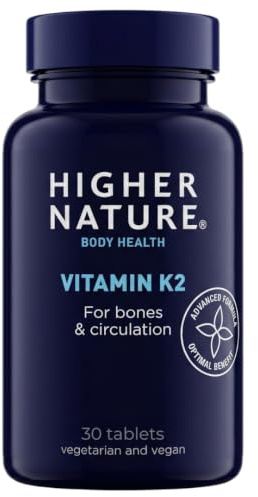 Higher Nature Vitamin K2 One A Day - Bone & Cardio Support - 30 Tablets | Vitamin K2 MK7, Gluten Free, SOYA Free, Vegan & Vegetarian Tablets