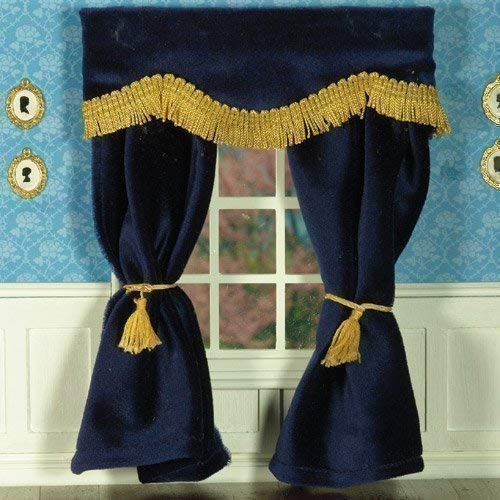 Dolls House 5519 dunkelblaue Samtvorhänge Vorhang 1:12 für Puppenhaus