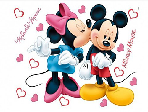 1art1 Walt Disney Minni Und Micky, Verliebt Wand-Tattoo | Deko Wandaufkleber für Wohnzimmer Kinderzimmer Küche Bad Flur | Wandsticker für Tür Wand Möbel/Schrank 65x42 cm