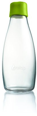 Retap ApS Botella de Agua Ecológica RETAP 0,5 L con Tapón, Vidrio de borosilicato, Verde (Forest Green), 7.5 cm