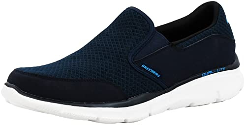 Skechers Men's Equaliser Persistent Low-Top Sneakers, Navy Mesh/ Duraleather/ Trim, 12 UK