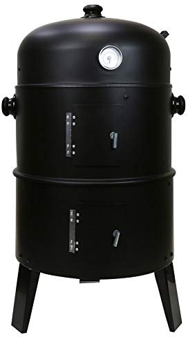 First4Spares 3 in 1 Round Charcoal BBQ Grill & Smoker Complete with Hangers and Thermostat