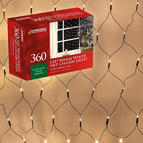 Christmas Workshop 88370 360 LED Warm White Christmas Window Lights | Net Design | Mains Powered | Indoor and Outdoor | Christmas/Weddings/Gardens | 3.5M x 1.2M