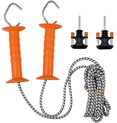 Gallagher Cord Weidetor-Set - Weidezaun-Elastikseil (weiß) mit 2 Griffen