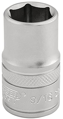 Draper 16627 1/2-Inch Square Drive Micro Satin Chrome Imperial Socket, 9/16-Inch Size
